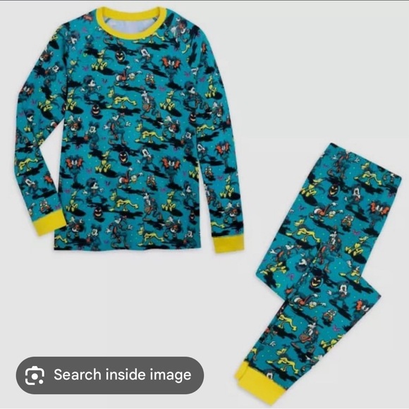 NWT Disney Parks Neon Halloween Mickey Mouse & Friends Pajama Set - Picture 1 of 4
